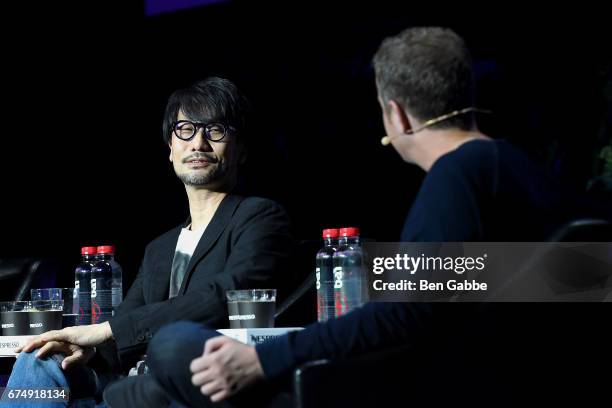 Video game designer Hideo Kojima speaks at the Tribeca Games Festival during Tribeca Film Festival at Spring Studios on April 29, 2017 in New York...