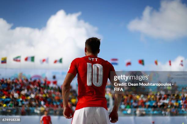 Noel Ott of Switzerland looks on during the FIFA Beach Soccer World Cup Bahamas 2017 group A match between Switzerland and Ecuador at National Beach...