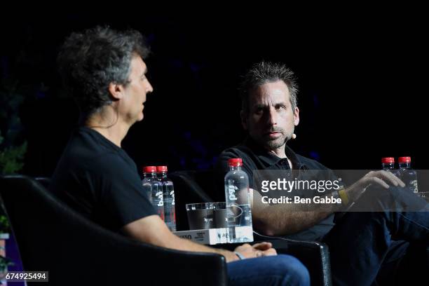 Director Doug Liman and video game designer Ken Levine speak at the Tribeca Games Festival during Tribeca Film Festival at Spring Studios on April...