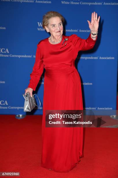 Former United States Secretary of State Madeleine Albright attends the 2017 White House Correspondents' Association Dinner at Washington Hilton on...