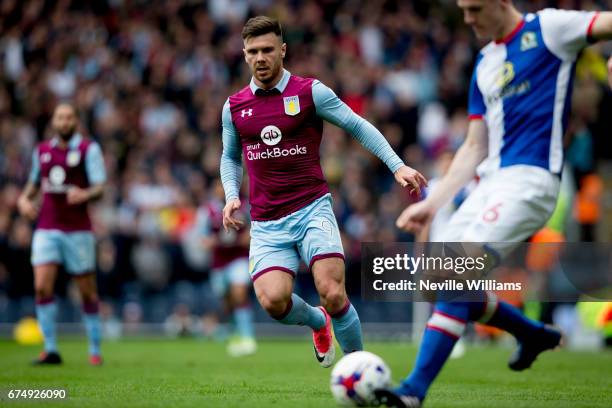 Scott Hogan of Aston Villa during the Sky Bet Championship match between Blackburn Rovers and Aston Villa at the Ewood Park on April 29, 2017 in...