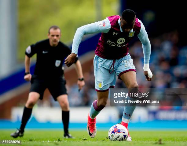 Jonathan Kodjia of Aston Villa during the Sky Bet Championship match between Blackburn Rovers and Aston Villa at the Ewood Park on April 29, 2017 in...