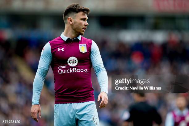 Scott Hogan of Aston Villa during the Sky Bet Championship match between Blackburn Rovers and Aston Villa at the Ewood Park on April 29, 2017 in...