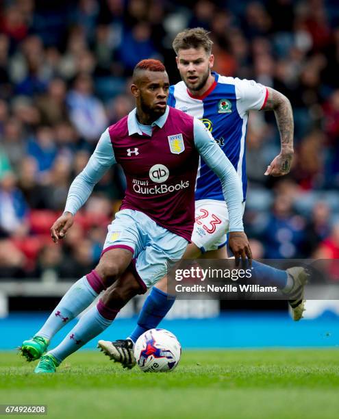 Leandro Bacuna of Aston Villa during the Sky Bet Championship match between Blackburn Rovers and Aston Villa at the Ewood Park on April 29, 2017 in...