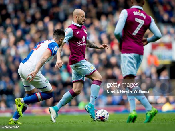 Alan Hutton of Aston Villa during the Sky Bet Championship match between Blackburn Rovers and Aston Villa at the Ewood Park on April 29, 2017 in...