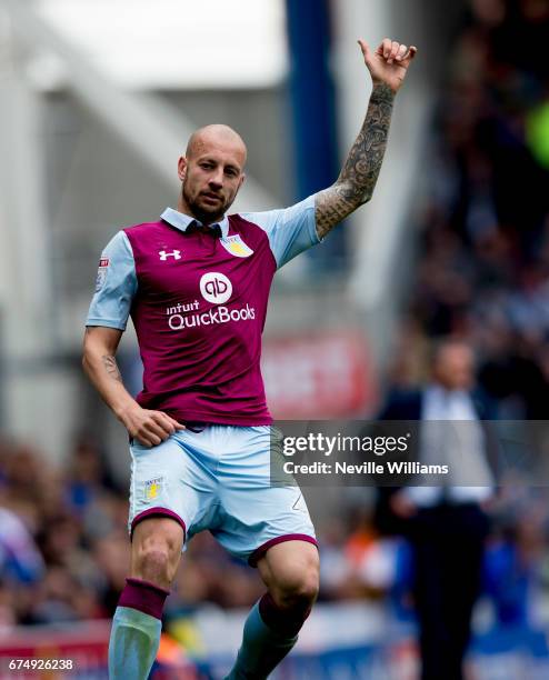 Alan Hutton of Aston Villa during the Sky Bet Championship match between Blackburn Rovers and Aston Villa at the Ewood Park on April 29, 2017 in...