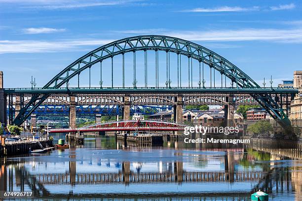 swing bridge, tyne bridge and high level bridge - tyne bridge stock pictures, royalty-free photos & images