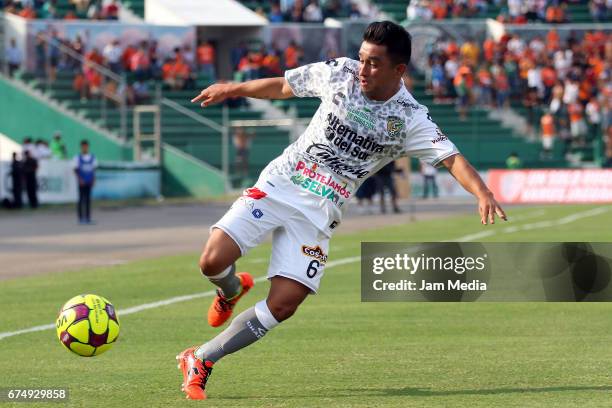 Christian Bermudez of Chiapas takes a shot during a match between Chiapas and Santos Laguna as part of the the Clausura Tournament 2017 league...