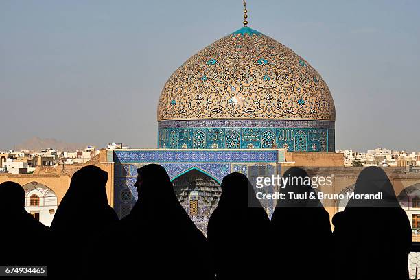 iran, isfahan, sheikh lotfollah mosque - velo foto e immagini stock