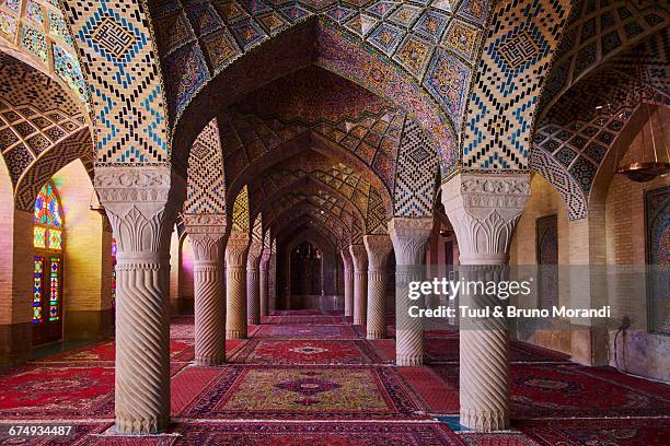 iran, shiraz, nasir al molk mosque - moské bildbanksfoton och bilder