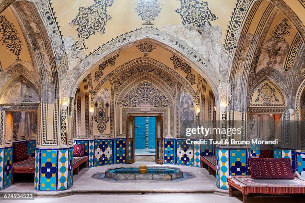 iran, kashan, hammam sultan mir ahmad - casa de banhos públicos imagens e fotografias de stock