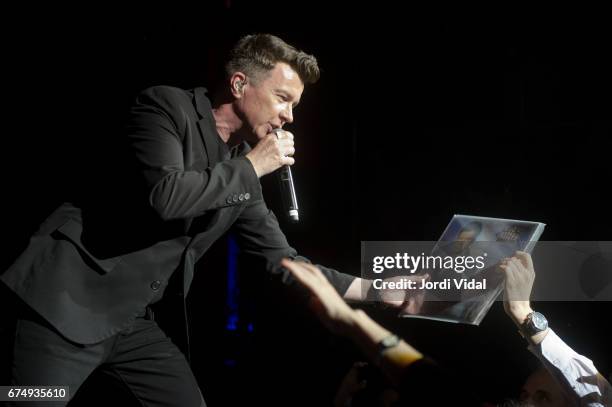 Rick Astley performs on stage at Sala Barts on April 29, 2017 in Barcelona, Spain.