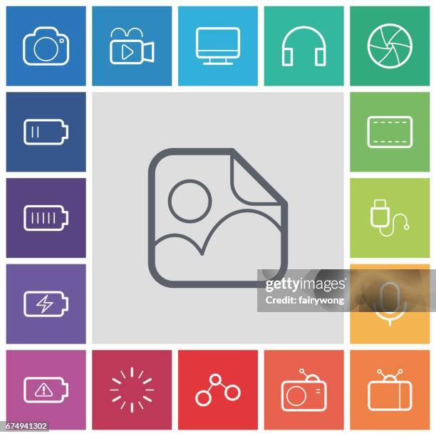 multimedia icons - sharing earbuds stock illustrations