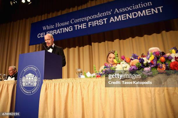 Jeff Mason speaks on stage during the 2017 White House Correspondents' Association Dinner at Washington Hilton on April 29, 2017 in Washington, DC.