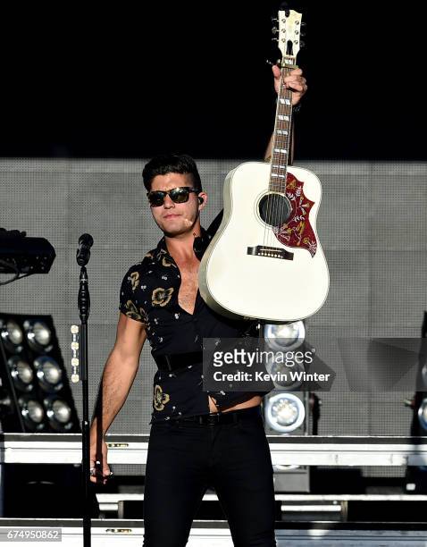 Musician Dan Smyers of Dan + Shay performs on the Toyota Mane Stage during day 2 of 2017 Stagecoach California's Country Music Festival at the Empire...
