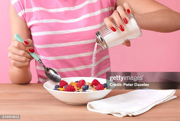 sugar rush breakfast - fruits table top imagens e fotografias de stock