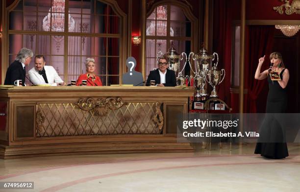 Ivan Zazzaroni, Fabio Canino, Carolyn Smith, Guillermo Mariotto and Milly Carlucci attend the Italian TV show 'Ballando Con Le Stelle' at Auditorium...