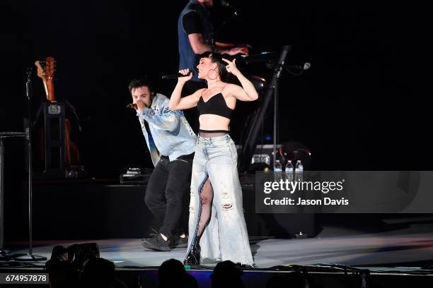 Neil Perry and Kimberly Perry of The Band Perry perform on stage at the Ascend Amphitheater on April 29, 2017 in Nashville, Tennessee.