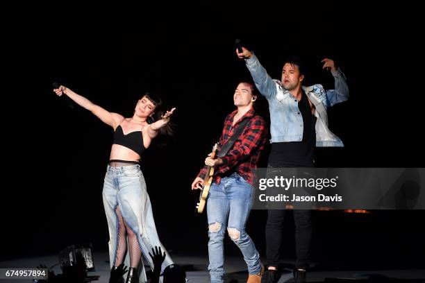 Neil Perry, Kimberly Perry and Reid Perry of The Band Perry perform on stage at the Ascend Amphitheater on April 29, 2017 in Nashville, Tennessee.