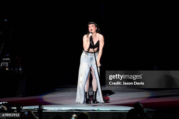 Kimberly Perry of The Band Perry performs on stage at the Ascend Amphitheater on April 29, 2017 in Nashville, Tennessee.