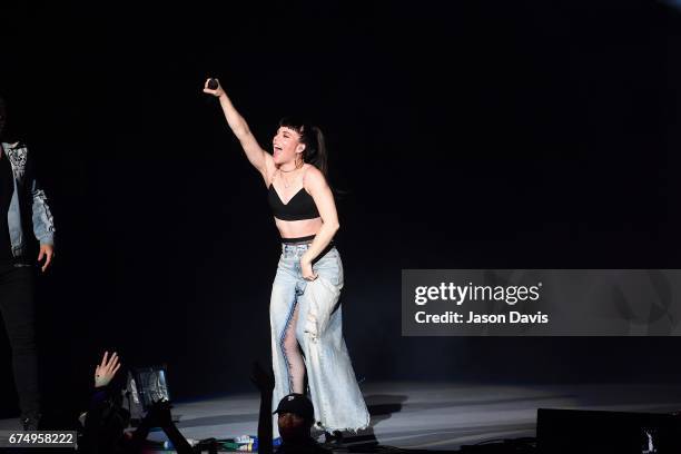 Kimberly Perry of The Band Perry performs on stage at the Ascend Amphitheater on April 29, 2017 in Nashville, Tennessee.