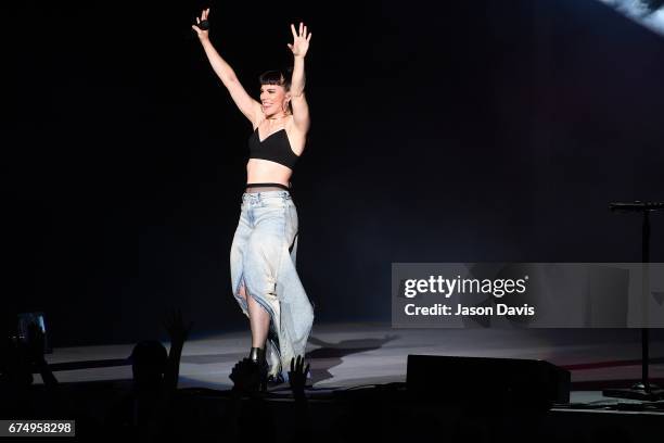 Kimberly Perry of The Band Perry performs on stage at the Ascend Amphitheater on April 29, 2017 in Nashville, Tennessee.