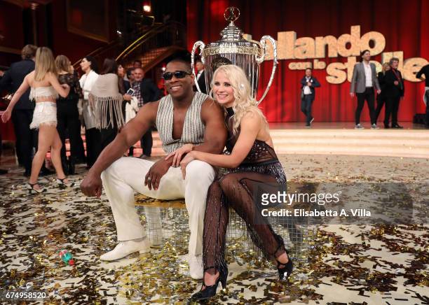 Italian paralympic athlet Oney Tapia and his dance partner Veera Kinnunen, winners of the 1th place, attend the Italian TV show 'Ballando Con Le...