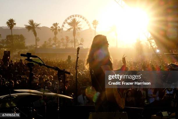 Festivalgoers on the Palomino Stage during day 2 of 2017 Stagecoach California's Country Music Festival at the Empire Polo Club on April 29, 2017 in...