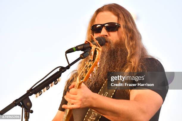 Musician Jamey Johnson performs on the Palomino Stage during day 2 of 2017 Stagecoach California's Country Music Festival at the Empire Polo Club on...