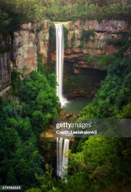 double layer of belmore falls. - shoalhaven stock pictures, royalty-free photos & images