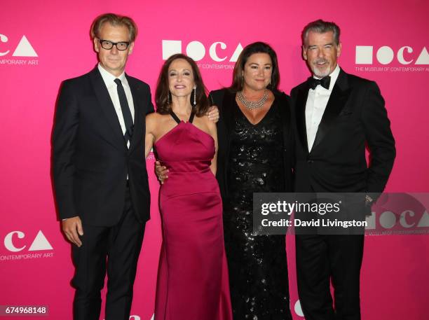 Director Philippe Vergne, activist Lilly Tartikoff Karatz, journalist Keely Shaye Smith, and actor Pierce Brosnan attend the 2017 MOCA Gala at The...