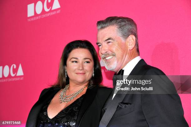 Keely Shaye Smith and actor Pierce Brosnan at the MOCA Gala 2017 honoring Jeff Koons at The Geffen Contemporary at MOCA on April 29, 2017 in Los...