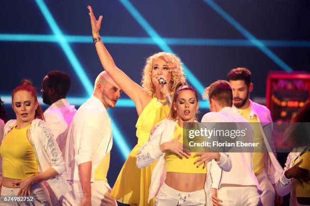 Chanelle Wyrsch during the fourth event show and semi finals of the tv competition 'Deutschland sucht den Superstar' at Coloneum on April 29, 2017 in...