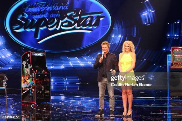Oliver Geissen and Chanelle Wyrsch during the fourth event show and semi finals of the tv competition 'Deutschland sucht den Superstar' at Coloneum...