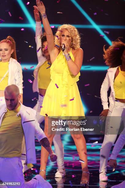 Chanelle Wyrsch during the fourth event show and semi finals of the tv competition 'Deutschland sucht den Superstar' at Coloneum on April 29, 2017 in...