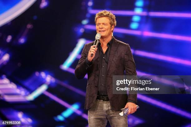 Oliver Geissen during the fourth event show and semi finals of the tv competition 'Deutschland sucht den Superstar' at Coloneum on April 29, 2017 in...