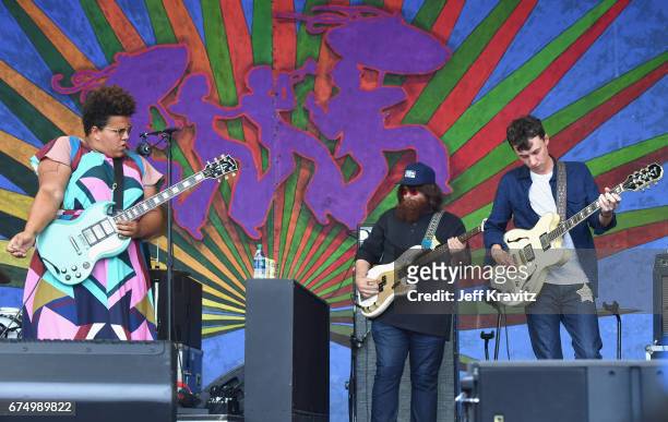 Musicians Brittany Howard, Zac Cockrell and Heath Fogg of Alabama Shakes perform onstage during Day 2 of the 2017 New Orleans Jazz & Heritage...