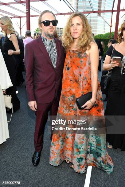 Artists Sterling Ruby and Melanie Schiff at the MOCA Gala 2017 honoring Jeff Koons at The Geffen Contemporary at MOCA on April 29, 2017 in Los...