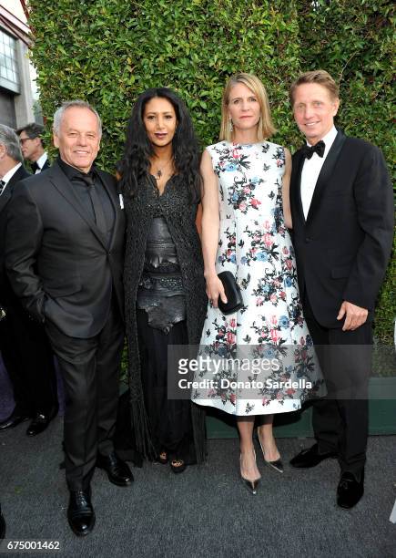 Chef Wolfgang Puck, Gelila Assefa Puck, producer Colleen Bell and Writer/producer Bradley Bell at the MOCA Gala 2017 honoring Jeff Koons at The...
