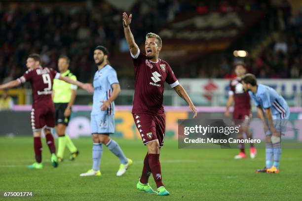 Maxi Lopez of Torino FC in action during the Serie A football match between Torino FC and Uc Sampdoria . The match ended in a 1-1 draw.