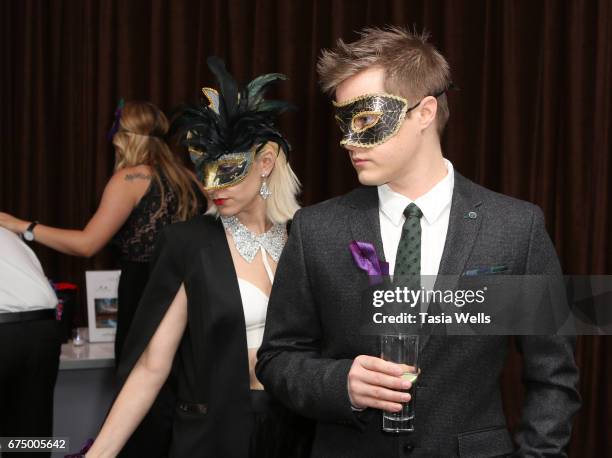 Actors Lucas Gabreel and Emily Morris attend the Unmasque Cancer Masquerade benefit supporting young adult cancer survivors at The Mark for Events on...