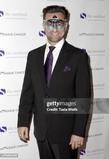 Actor Jesse Jensen attends the Unmasque Cancer Masquerade benefit supporting young adult cancer survivors at The Mark for Events on April 29, 2017 in...