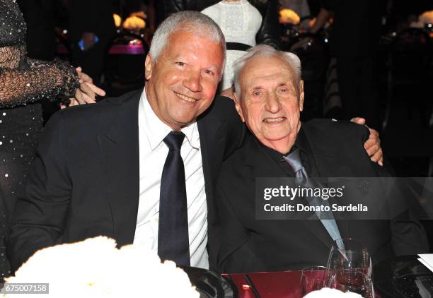 Larry Gagosian and Architect Frank Gehry at the MOCA Gala 2017 honoring Jeff Koons at The Geffen Contemporary at MOCA on April 29, 2017 in Los...