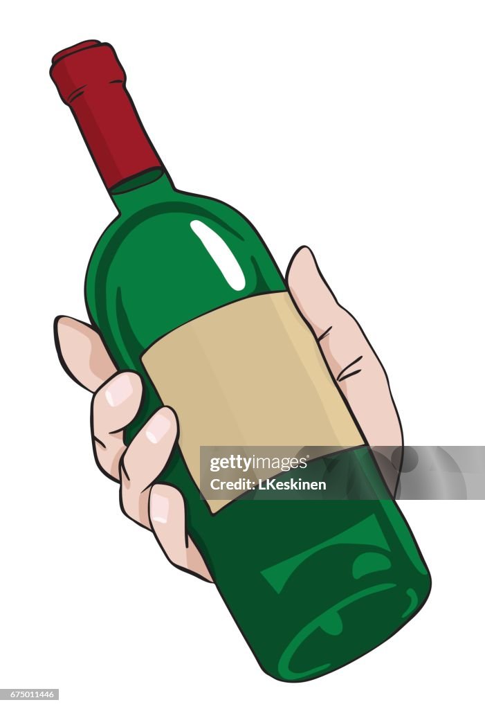Cartoon Image Of Hand Holding Bottle Of Wine High-Res Vector Graphic -  Getty Images