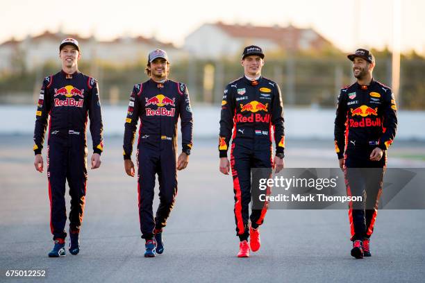 Daniel Ricciardo of Australia and Red Bull Racing, Max Verstappen of Netherlands and Red Bull Racing, Carlos Sainz of Spain and Scuderia Toro Rosso...