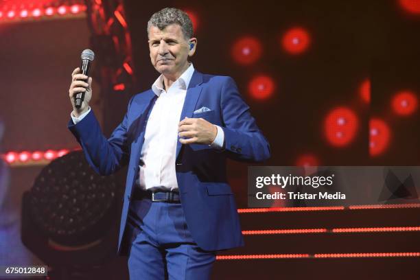 Argentine singer Semino Rossi performs during 'Die Schlagernacht des Jahres' at Lanxess Arena on April 29, 2017 in Cologne, Germany.