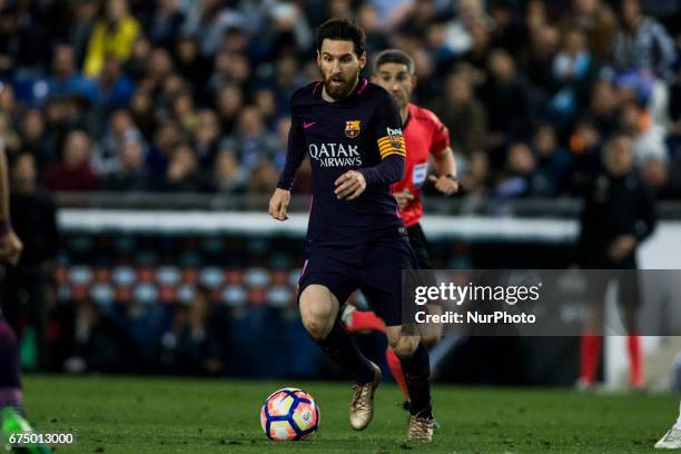 Leo Messi FC Barcelona during the Spanish championship Liga football match between RCD Espanyol vs FC Barcelona at RCD stadium on April 29, 2017 in...