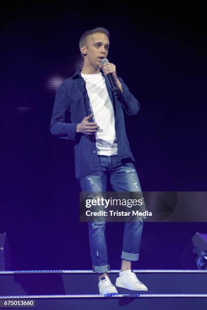 German singer Sandro Malinowski performs during 'Die Schlagernacht des Jahres' at Lanxess Arena on April 29, 2017 in Cologne, Germany.