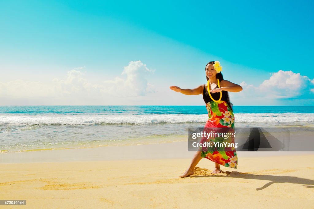 Hawaiian Hula Dancer Dancing on the Beach