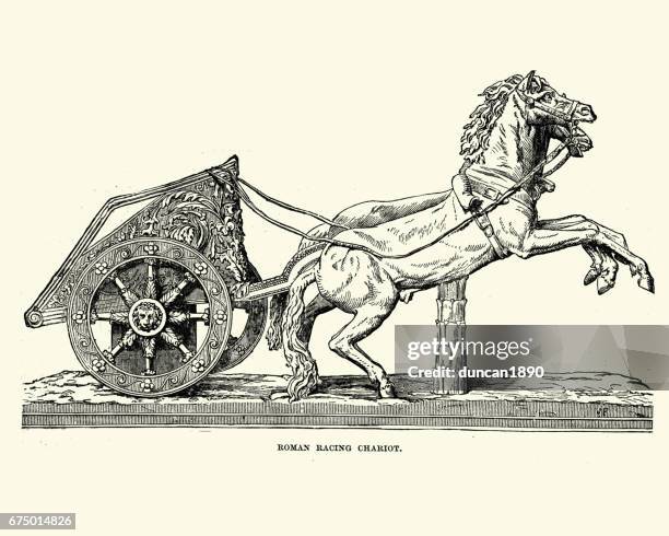 stockillustraties, clipart, cartoons en iconen met oude rome - roman racing chariot - chariot